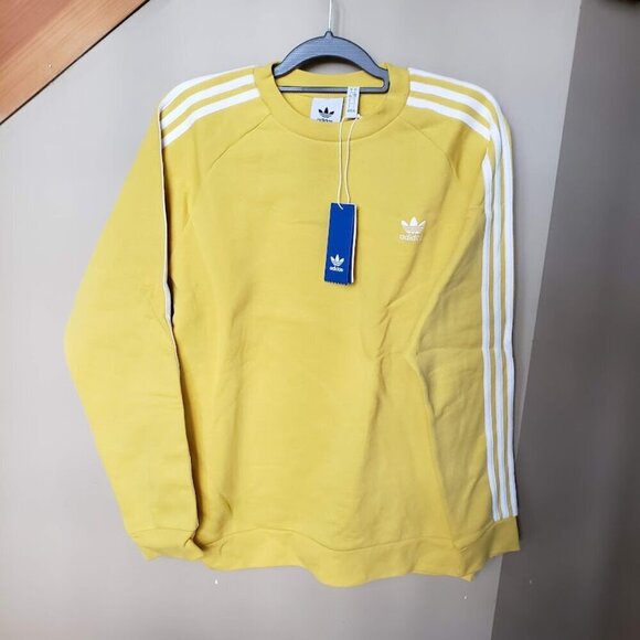 Adidas Other - NWT Men's ADIDAS 3-Stripes Crew Neck Sweatshirt Yellow/White Size Large
